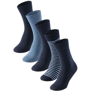 Schiesser 5-pack sokken basic stripe blauw heren
