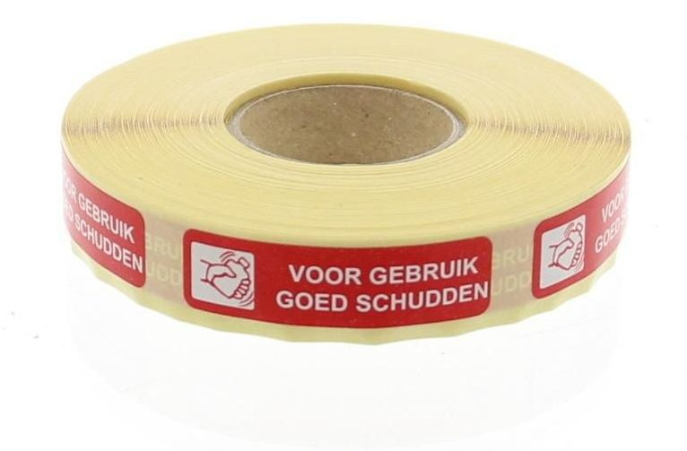 Strooketiket voor gebruik schudden 44 x 11 mm