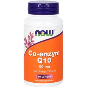 NOW Co-enzym Q10 60mg + omega-3 (60 softgels)