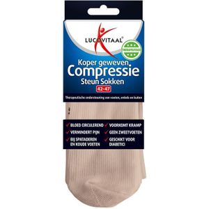 Koper compressie sok maat 42-47 huidskleur