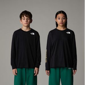The North Face Oversized Varsity-t-shirt Met Lange Mouwen En Print Voor Tieners Tnf Black male