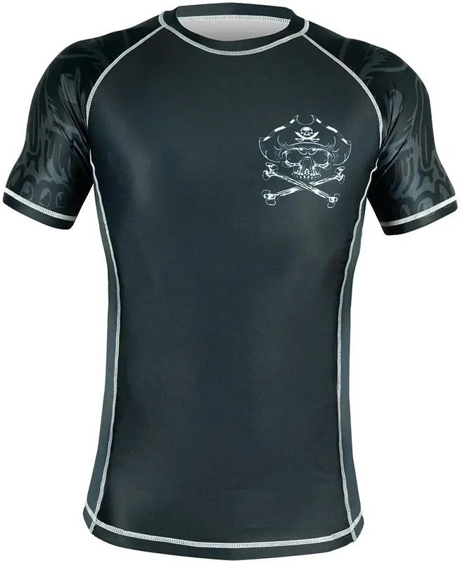 PRIDEorDiE - PIRATE V.2 - Rashguard - Zwart Grijs - XXXL
