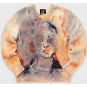 Watercolor face mohair sweater