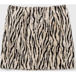 PRINTED FAUX FUR SKIRT