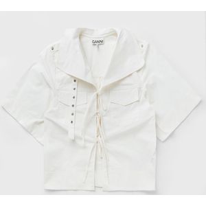 Stretch Cotton Cowl Neck Blouse