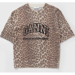 Graphic Wool Mix Printed Leopard Tee