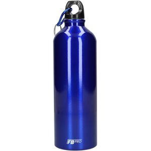 Aluminium drinkfles met o-dop - Waterfles - 750 ml - Met handige karabijnhaak - Modern design - Blauw
