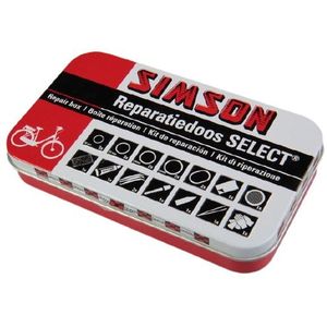 Simson reparatiedoos Select 12,5 cm aluminium rood/wit 23 delig