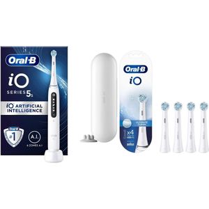 Oral-B - iO5s Quite White Electric Toothbrush + iO Ultimate Clean Replacement Heads 4ct (Bundle)