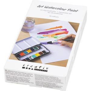 Creativ - Art Aquarellfarbe, Halbwannen, Blumen und Landschaften, Größe 10x15x20 mm, Sortierte Farben, 12Farbe/ 1 Stk - ()