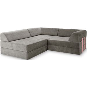 Levi Modulares 3-Sitzer Ecksofa mit Schlaffunktion 01 RAL3015 – Hellrosa – matt Soft-Canvas – Betongrau