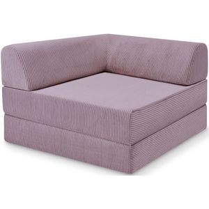 Levi Modularer Sessel mit Schlaffunktion 02 RAL6011 – Resedagrün – matt Teddy-Cord – Lavendellila