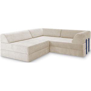 Levi Modulares 3-Sitzer Ecksofa mit Schlaffunktion 01 RAL5002 – Ultramarinblau – matt Soft-Canvas – Travertineweiß