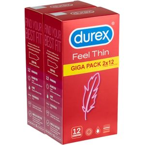 Durex Feel Thin - Natuurlijk Gevoel Condooms Pakket (2x12 stuks)