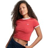 Superdry - T-shirt - Biologisch Katoen - Dames - Slanke Pasvorm - Contrasterende Randen