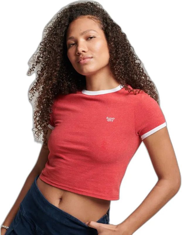 Superdry - T-shirt - Biologisch Katoen - Dames - Slanke Pasvorm - Contrasterende Randen