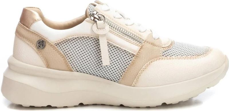 Xti - 14373603-BEIGE - Sportschoenen - Beige - Plat - Veters - Ritssluiting - Casual