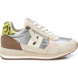 Refresh - 17232901 - Leren Sportschoenen - Beige - Plat - Veters - Ritssluiting - Casual