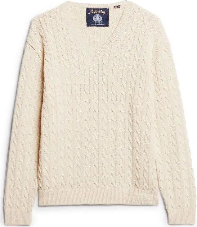 Superdry - Oversized V-hals Damespull - Gedraaid Brei