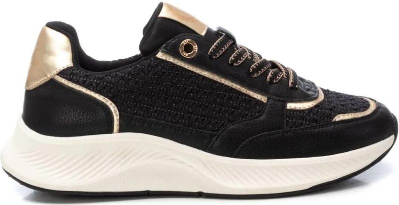 Xti - 14378102-NEGRO - Trainers - Zwart - Plat - Veters - Casual