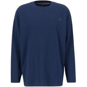 ALPHA INDUSTRIES - Essentials - T-shirt - Navy - Lange Mouw