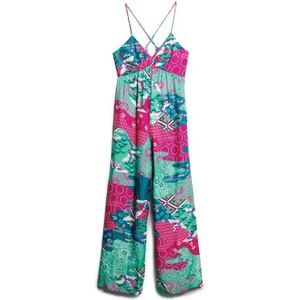 Superdry - Gedessineerde Jumpsuit - Dames - Wijde Pijpen - V-hals