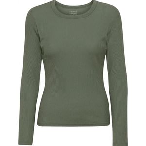 Geribd dames-T-shirt met lange mouwen Colorful Standard Organic dusty olive