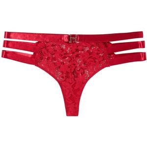 Pomm'Poire - DANGER - Shorty Tanga - Bordeauxrood - Florale Kant