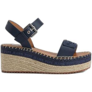 Pepe Jeans - PLS90576 Sandalen - Wedge - Marineblauw - Synthetisch - Gesp