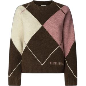 Pepe Jeans - Gebreide Trui - Veelkleurig - Dames - Met Diamantpatroon