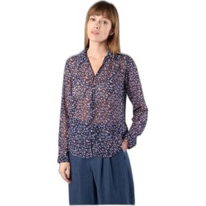 Le Temps des cerises - Luz - Hemd - Blauw/Roze - Licht Doorschijnend - Diermotief