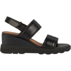 Geox - D Spherica Ec6 A - Damessandalen - Zwart - Leer/Synthetisch - Sleehak