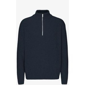 Merino trui 1/4 ritssluiting Colorful Standard Navy Blue