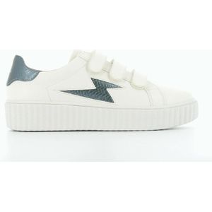 Dames sportschoenen Vanessa Wu éclair blanches à détails serpent bleu pétrole