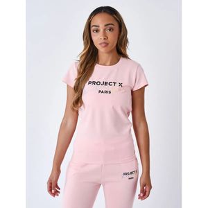 Project X Paris - Dames T-shirt - Ronde Kraag - Geborduurd Logo - Korte Mouwen - 65% Katoen, 35% Polyester