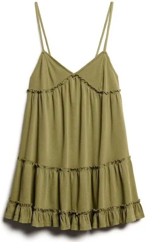 Superdry - Mini Jurkje - Jersey - Met Ruffles - Spaghettibandjes