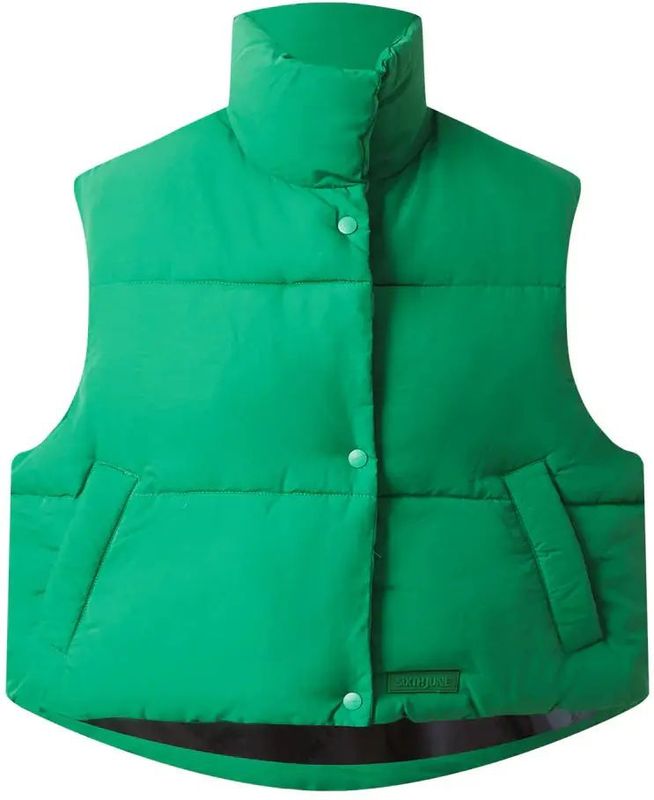 Sixth June - Mouwloos Damesdownjack - Zwart - Gewatteerd, Hoge Kraag, 100% Polyester