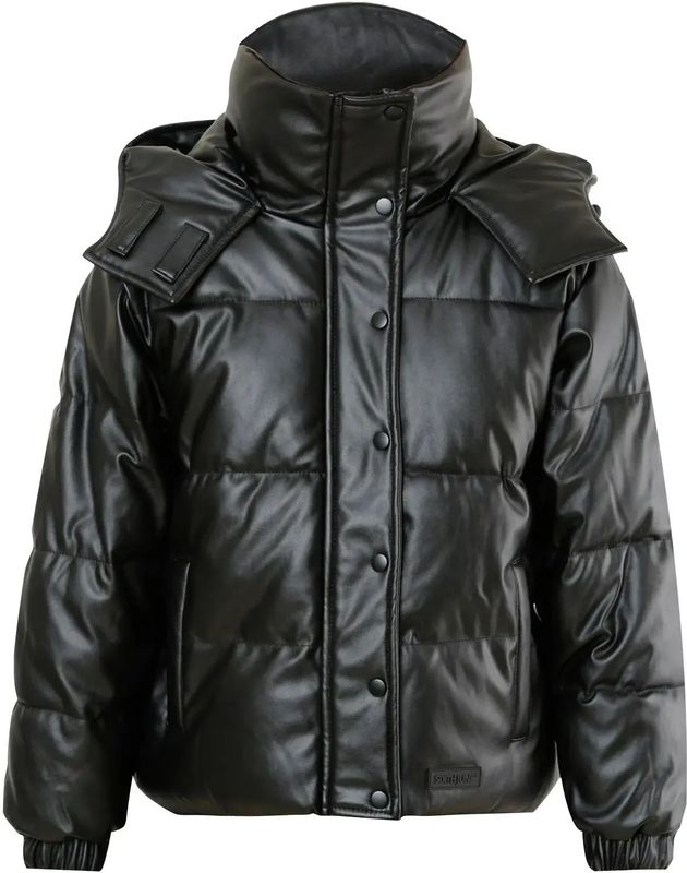 Sixth June - Doudoune - Neplederen Pufferjas - Zwart - Gequilt, Hoge Kraag, Niet-afneembare Capuchon