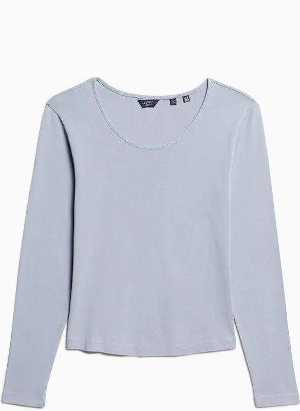 Fijn ribbel lange mouwen T-shirt met een wijde hals voor dames Superdry