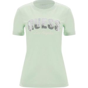 T-shirt met pailletten logo voor dames Guess
