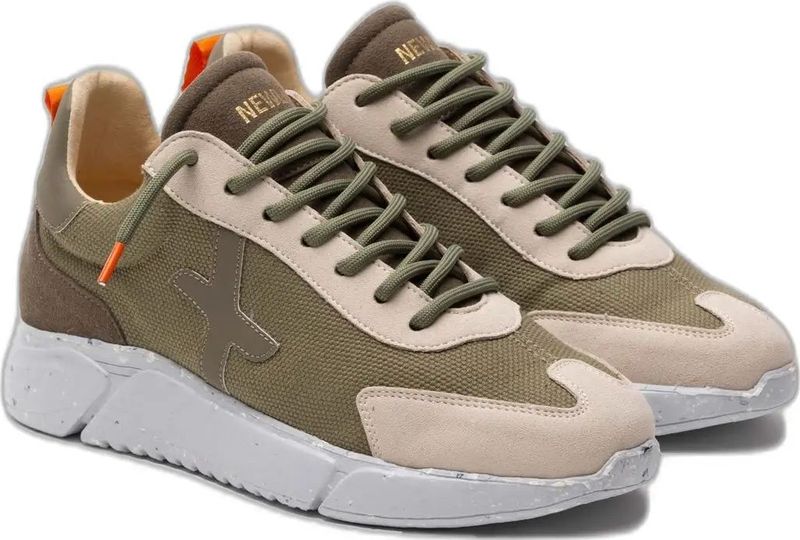 Newlab - Vision - Sneaker - Kaki - Denim Seaqual - Beige Microvezel