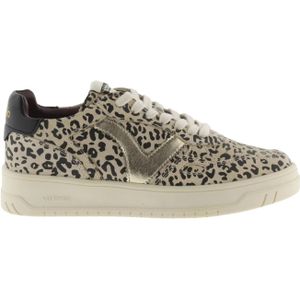 Dames sneakers van gesplitst leer met dierenprint en metaal Victoria Seul