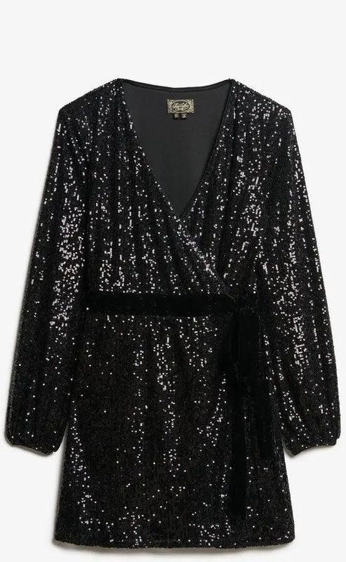 Superdry - Sequin Velvet - Korte Jurk - Met Lange Mouwen