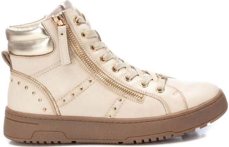 Carmela - 16180504-HIELO - Leren Enkellaarsjes - Wit - Plat - Veters - Ritssluiting - Casual