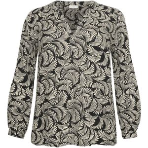 Blouse - Black Deep/Antique White Print - Lange Mouwen - Regular Fit