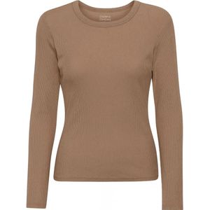 Geribd dames-T-shirt met lange mouwen Colorful Standard Organic sahara camel