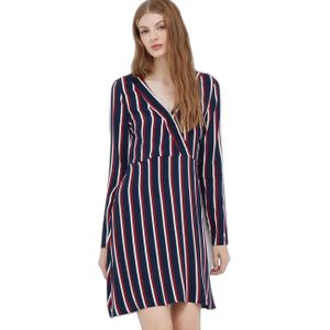 Pepe Jeans - Ohisi - Damesjurk - Blauw - Viscose - Lange Mouwen