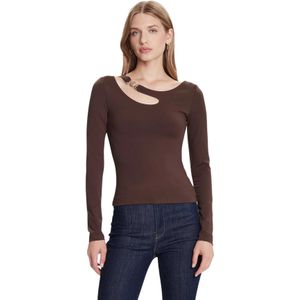 Guess - Eleanor Buckle - T-shirt - Bruin - Lange Mouwen