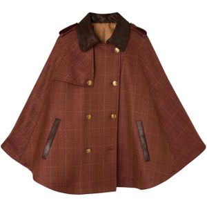 Vrouwen leren geruite cape Silbon