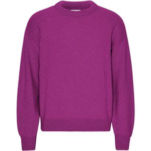 Oversized merinowollen trui met ronde hals Colorful Standard Magenta Blaze